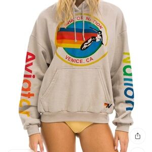 Aviator Nation Beige Hoodie with Yellow Accent